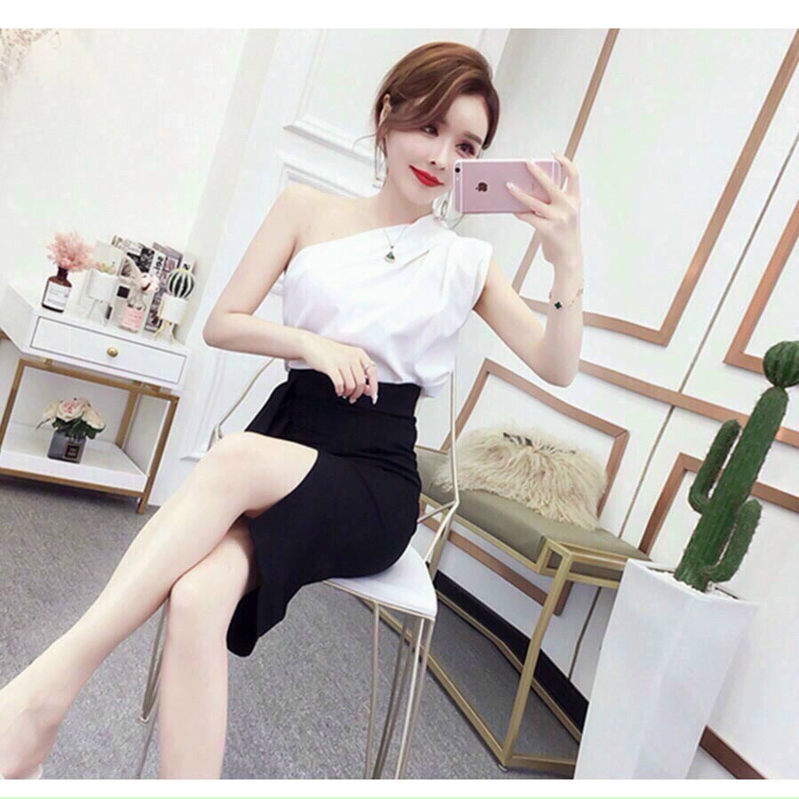 Sét áo lệch vai kèm chân váy cao cấp ld22