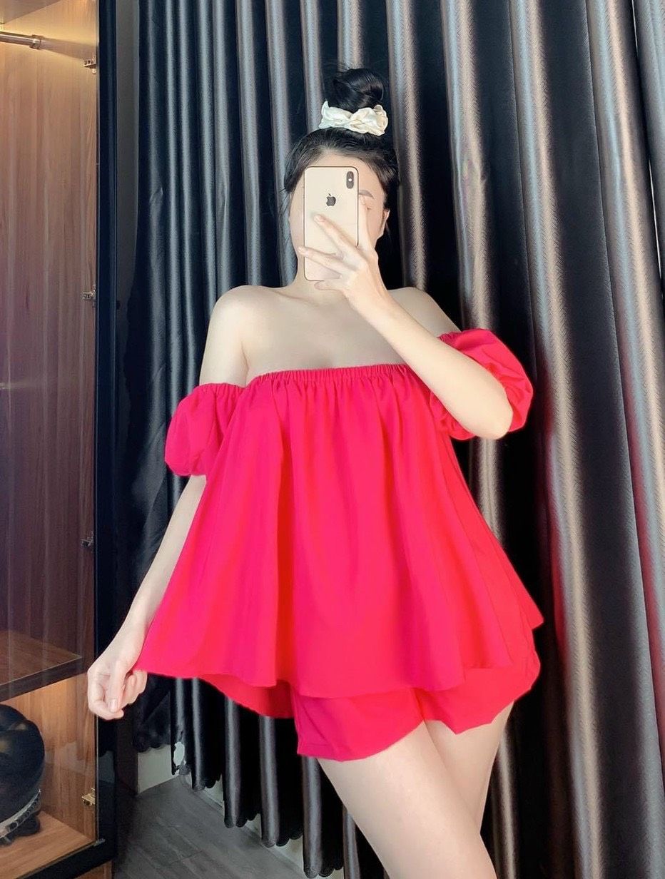 Sét bộ áo bẹt vai quần đùi thoài trang hót hít nu9826