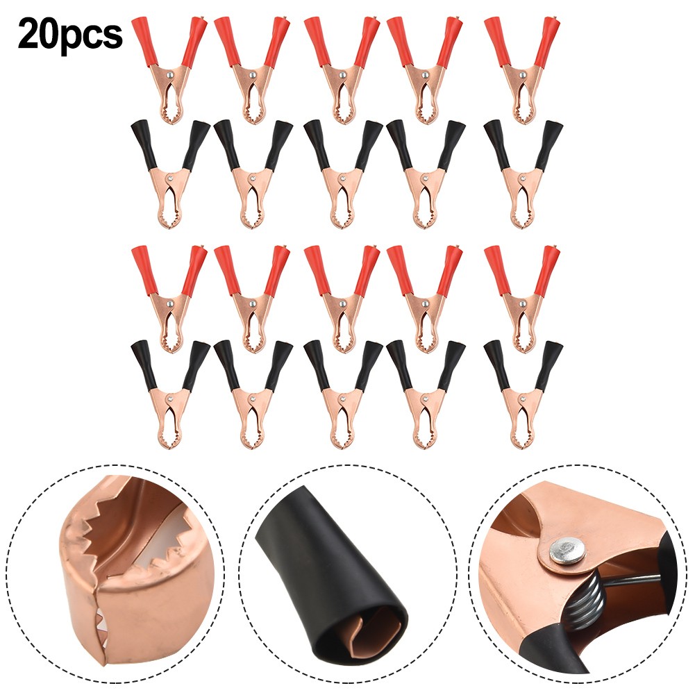 Alligator Clip Clamp Connector Black/ Red For Battery Chargers Solar