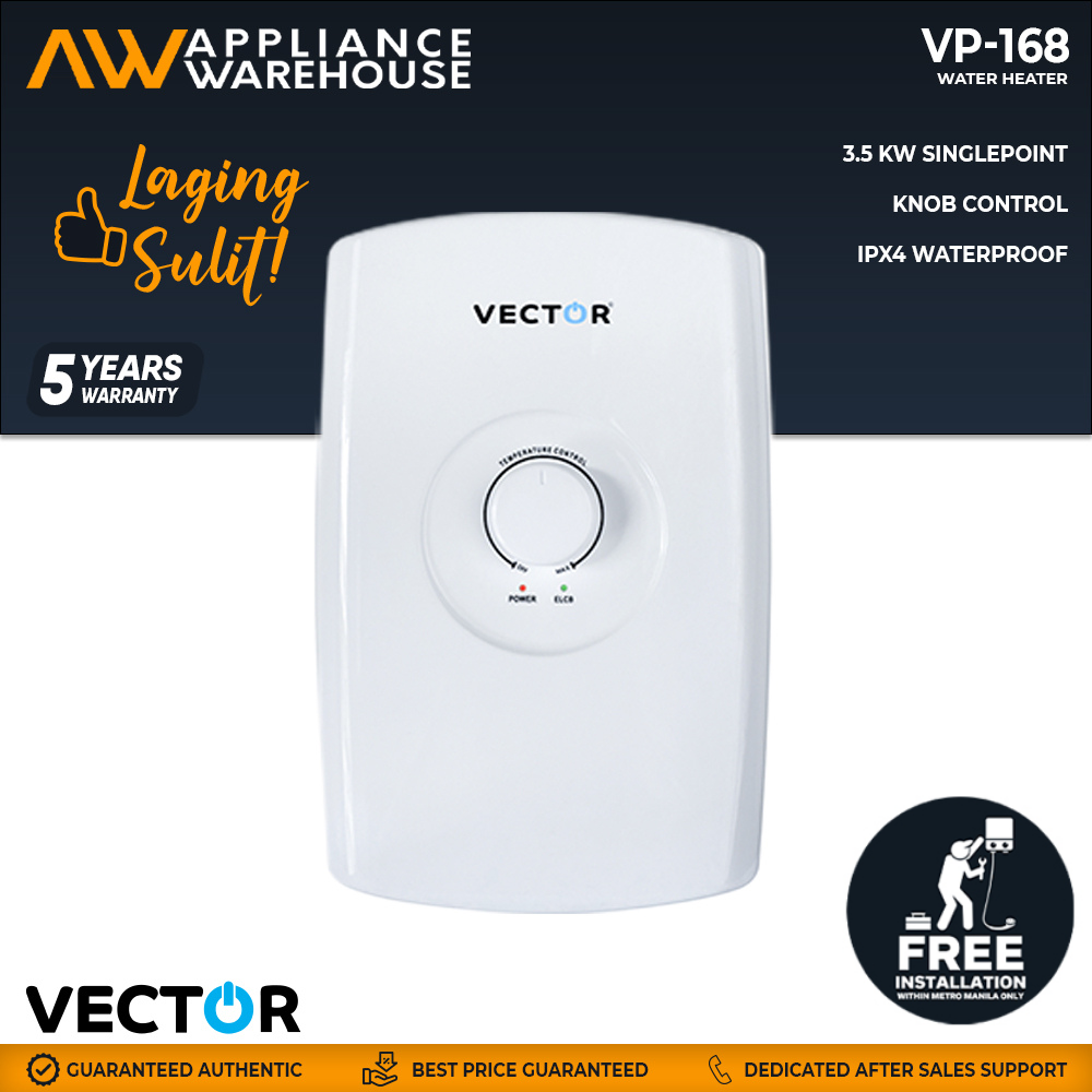 Vector VP-168 3.5 Kw Singlepoint Instant Electric Water Heater[Appliance  Warehouse] | Lazada PH