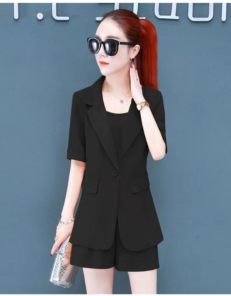 3pcs/set Women's Summer Slim Tops and Shorts Three Piece Set