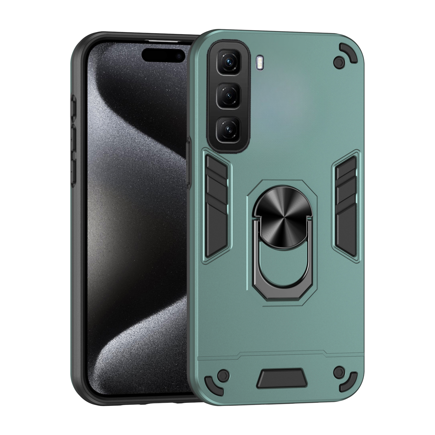For infinix Hot 50 Pro case Shockproof Armor Stand with Holder Car adsorb Ring Back cover For infinix Hot 50 Pro Back cover Phone Cases. 