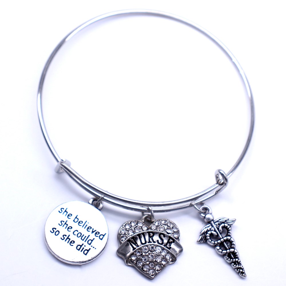 7efc9af3】Charms Bangles Bracelet Fashion She She Could So She Did