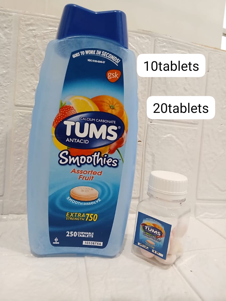 Tums Antacid Extra Strength 750 Assorted Fruit Repack 10 Tablets / Obat