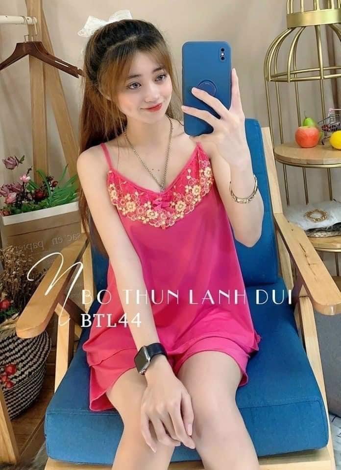 Đồ bộ thun lạnh 2 dây phối ren hoa siêu xinh