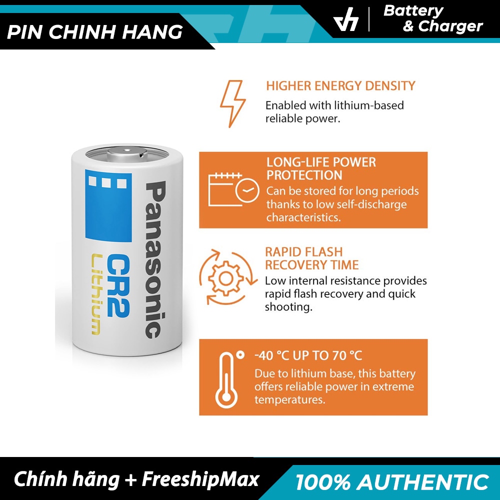 Pin máy ảnh Panasonic CR2 / CR-2W Điện áp 3V