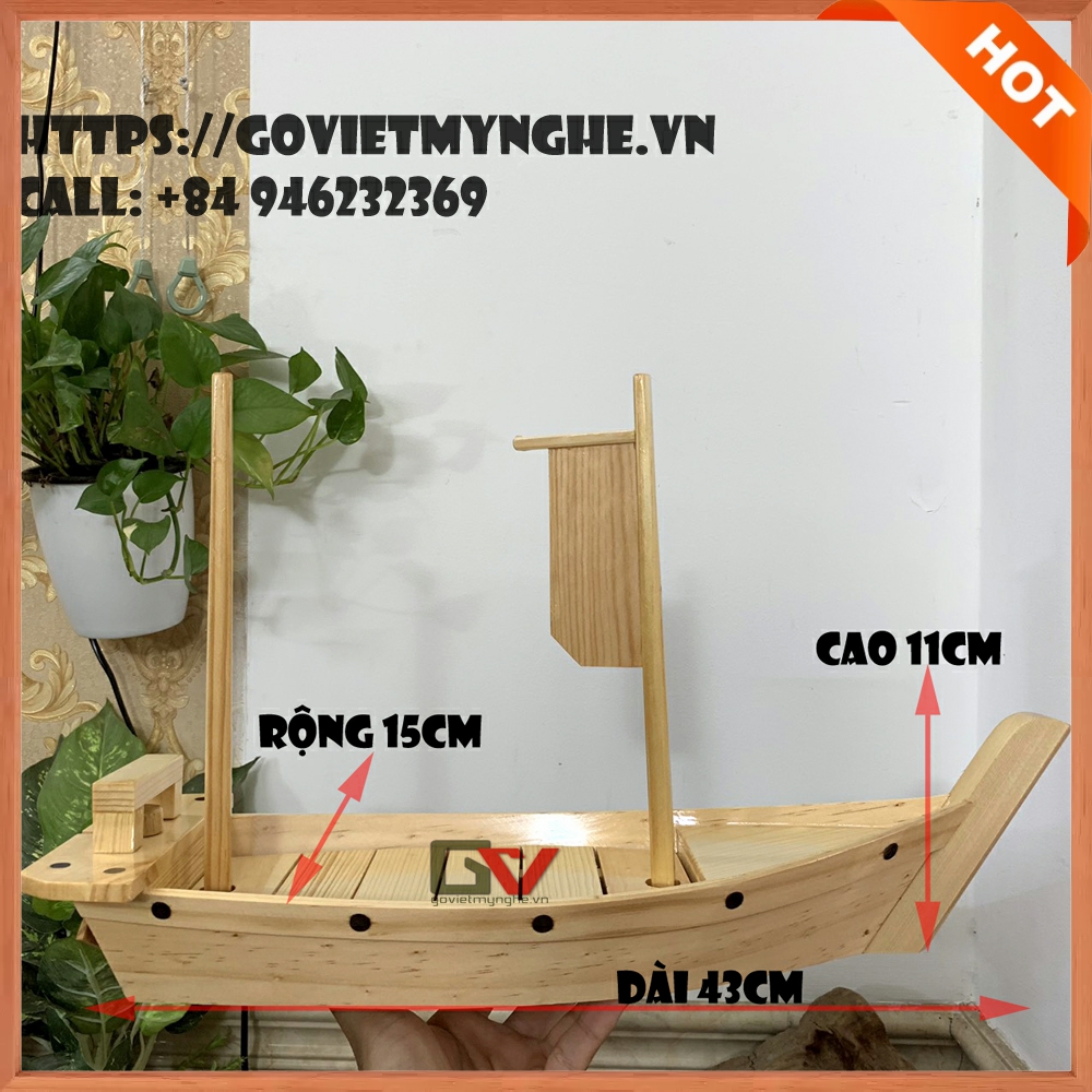 [Length 43cm - 2 sailboat] sushi wooden tray-saphimi wooden boat tray-pine wood-Japanese standard