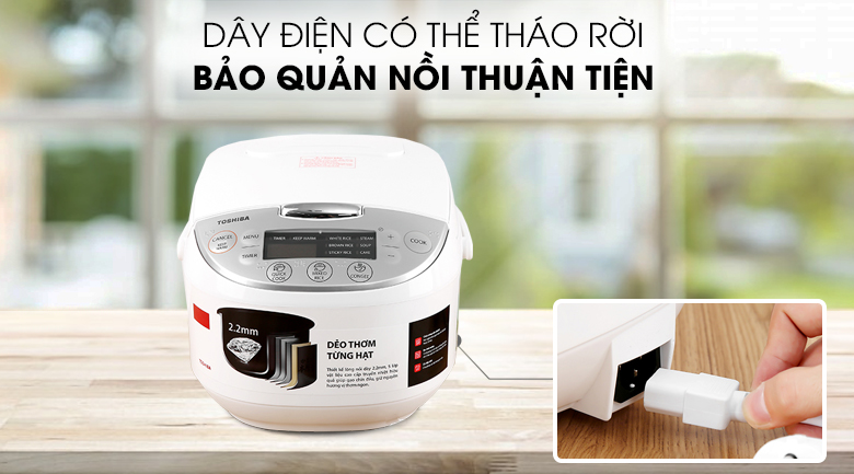 Nồi cơm điện tử Toshiba 1 lít RC-10DH2PV(W) (Mẫu trưng bày mới 99% không thùng)