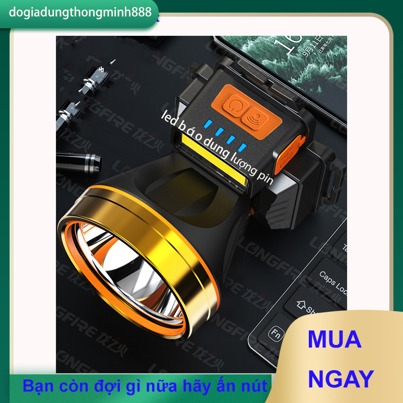 Đèn pin siêu sáng đội đầu chống nước pin 4400ma