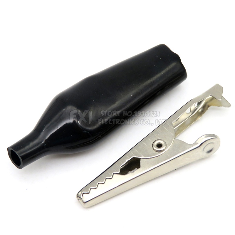 10 chiếc kẹp điện Cá Sấu kẹp cá sấu 45mm thử nghiệm đầu dò mét đen đỏ với mạch tích hợp kẹp thử điện Mũ bịt bằng nhựa