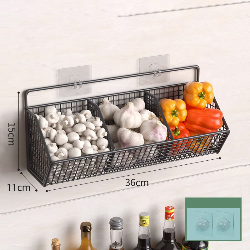 Kitchen onion, ginger, garlic storage basket, storage rack, wall mounted seasoning rack, divine tool, vegetable basket, hole free cabinet, small hanging basket