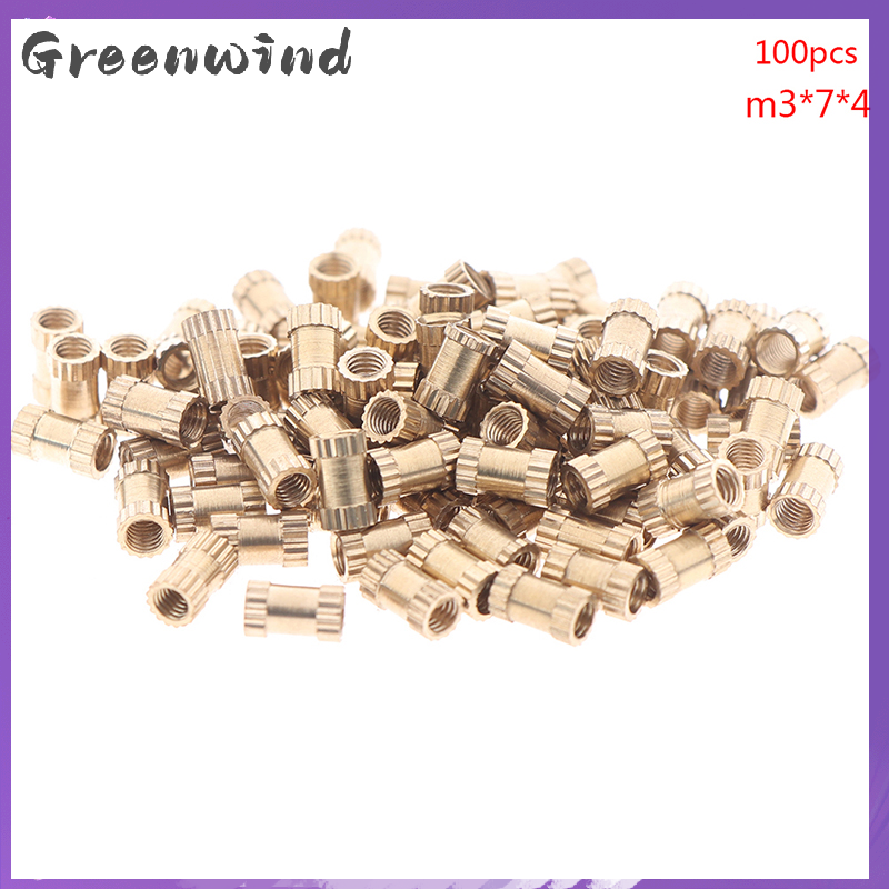 【Greenwind】 100pcs M3 hạt ép phun ren có khía bằng đồng thau chèn hạt