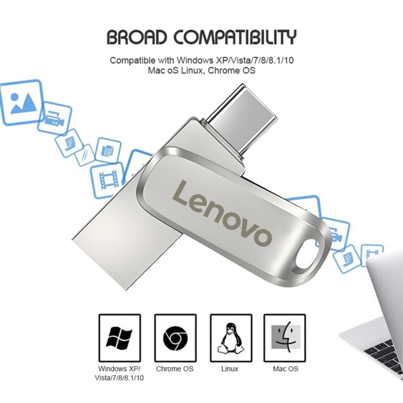 Upgraded Lenovo 2TB Pen Drive Metal USB 3.0 High Speed External Memory USB Mini Flash Drives 1TB 256GB USB Flash Disk Adapter.