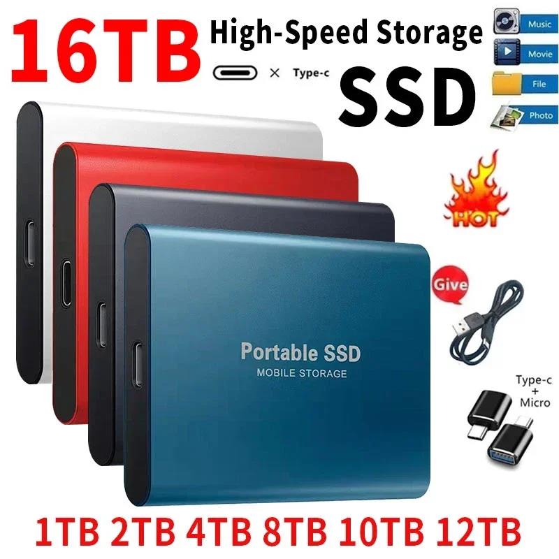 Portable SSD 1TB/2TB External Solid State Drive USB 3.0/Type-C Hard Disk High-Speed Storage Device For Laptops/Desktop/Mac/Phone.