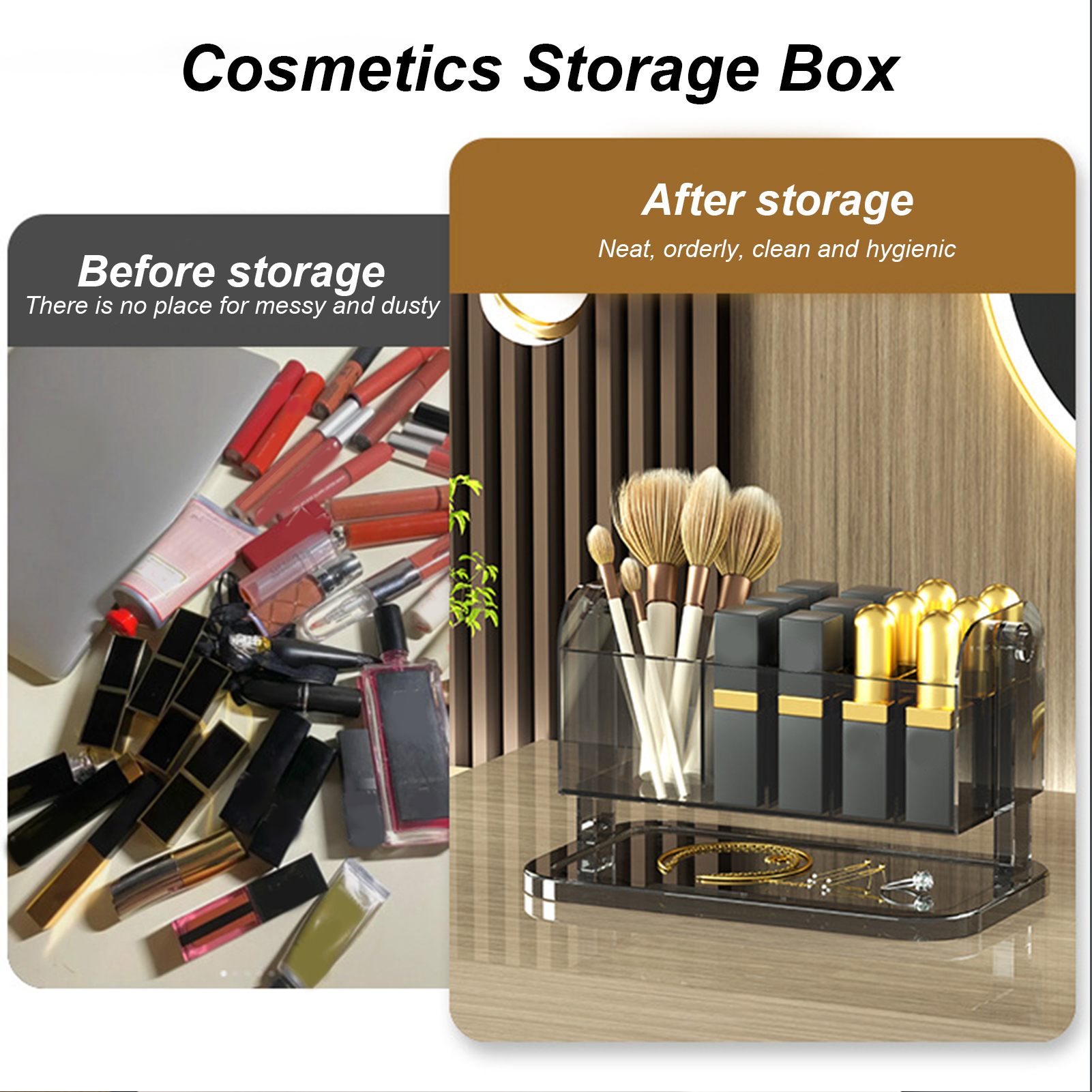 Storage Box Rotatable Separated Large Capacity Storage 180 Degree Rotating Makeup Organizer Holder Home Supply