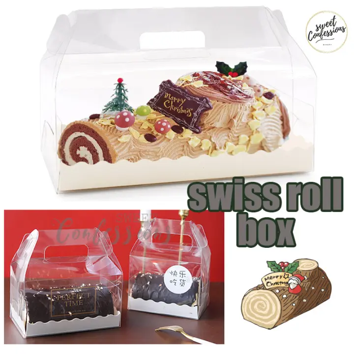 5pcs Swiss Roll Box Log Cake Packaging Box Roll Cake Transparent Box Lazada Singapore