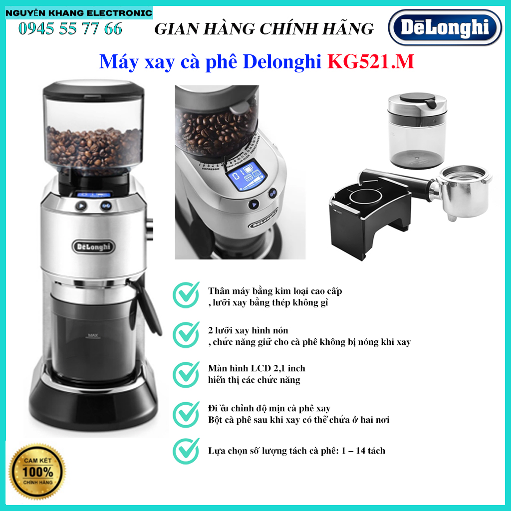 Máy xay cà phê delonghi kg521.m, kg 521, bảo hành chính hãng 12 tháng