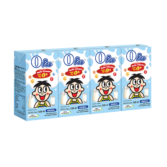 Sữa chua uống Opao 1 lốc 4 hộp 125ml - hỗ trợ lợi khuẩn cho người lớn và trẻ nhỏ- vị dâu, tự nhiên, sữa chua
