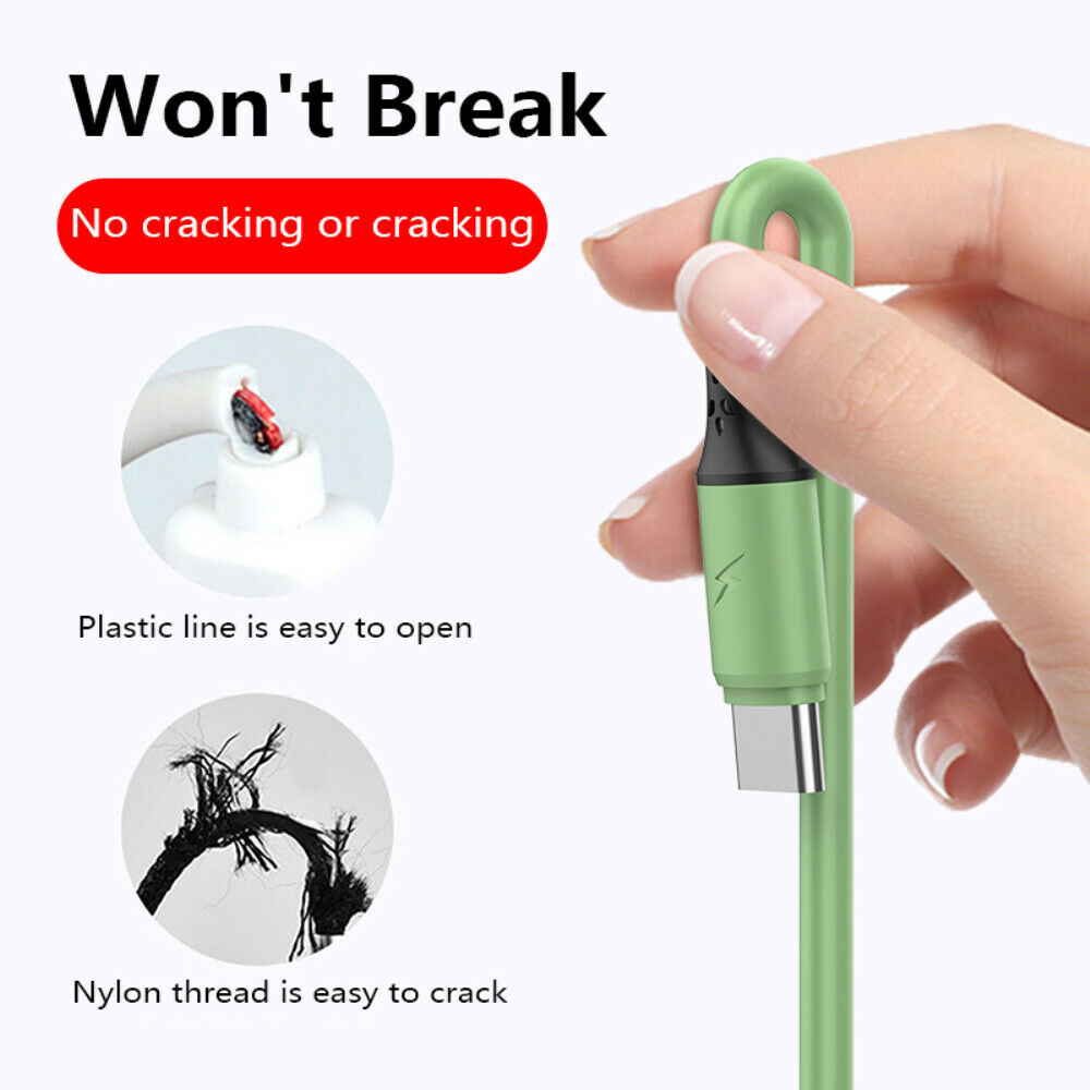 3 In 1 Universal Fast Charging USB Cable Liquid Soft Silicone Fast Charge Line USB Cable USB-C Data Transmission Line for Android Compatible with Apple Type-C