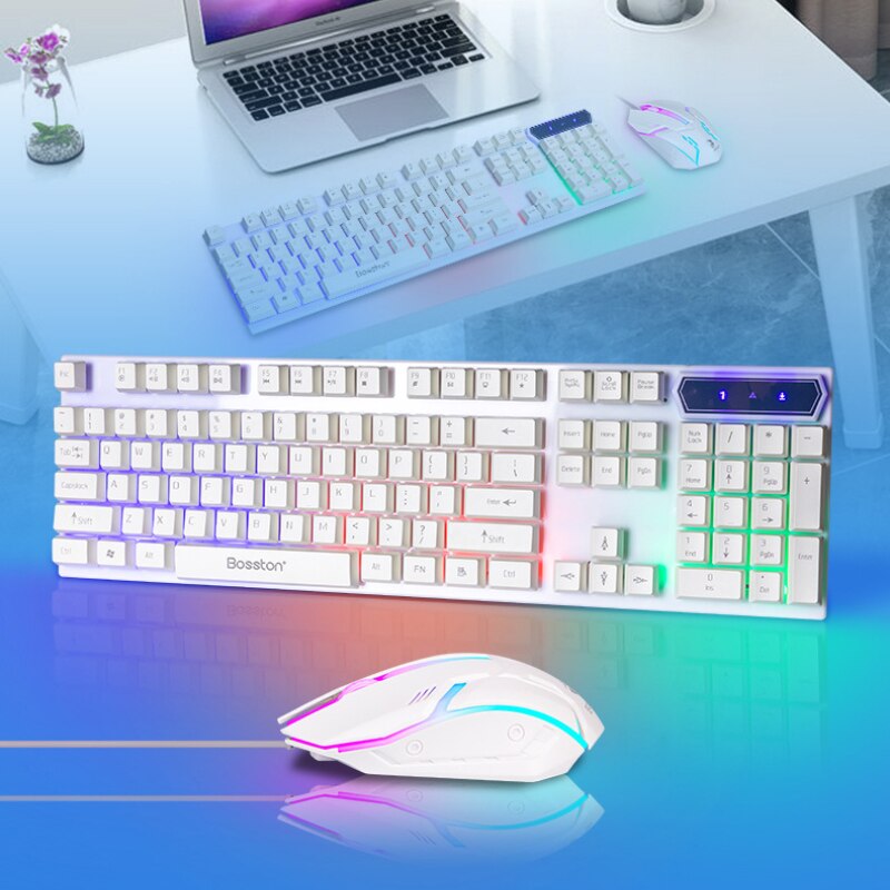 LED Lighting Dazzlingly Cool Lighting Keyboard Mouse Combination Mechanical Keyboard Rgb Mouse Usb Inter For Desktop Laptop 2023new