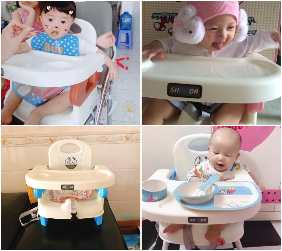 Ghế ăn dặm gấp gọn kèm 4 chân sắt cho bé