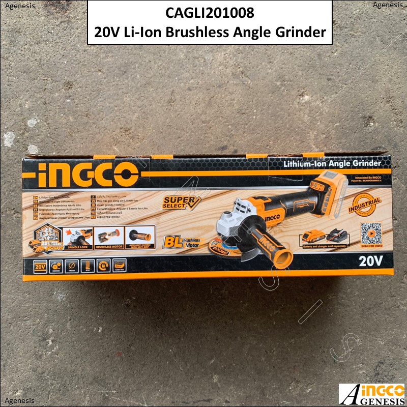 INGCO 20V LiIon Angle Grinder (Brushless Motor) CAGLI201008