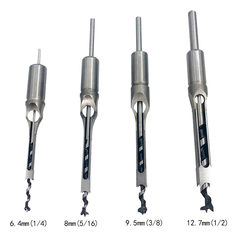 Square Hole Drill Bits Saw Wood Mortising Mortise Chisel Drill Bit Set Woodworking Power Tools