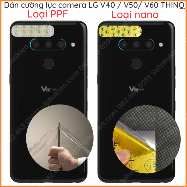 Combo dán cường lực camera lg v50/ v50s / v40 / v60 loại nano, ppf