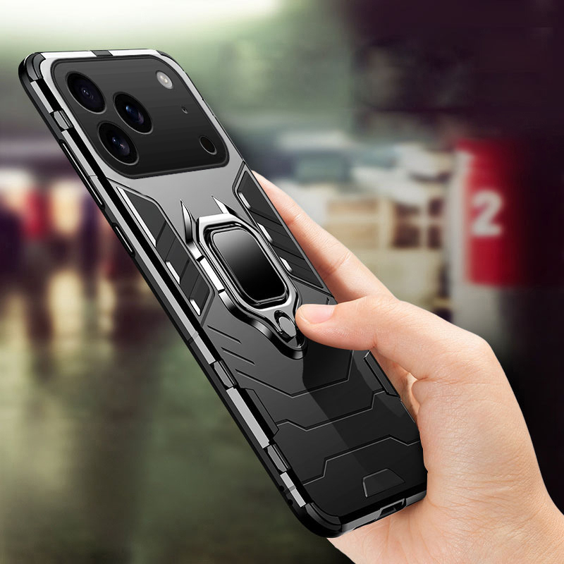 For iPhone 17 / 17 Pro / 17 Air / 17 Pro Max Phone Case Shockproof Armor iron Metal Ring Kickstand Bracket Casing for iPhone 17 Air Cover Casing HP