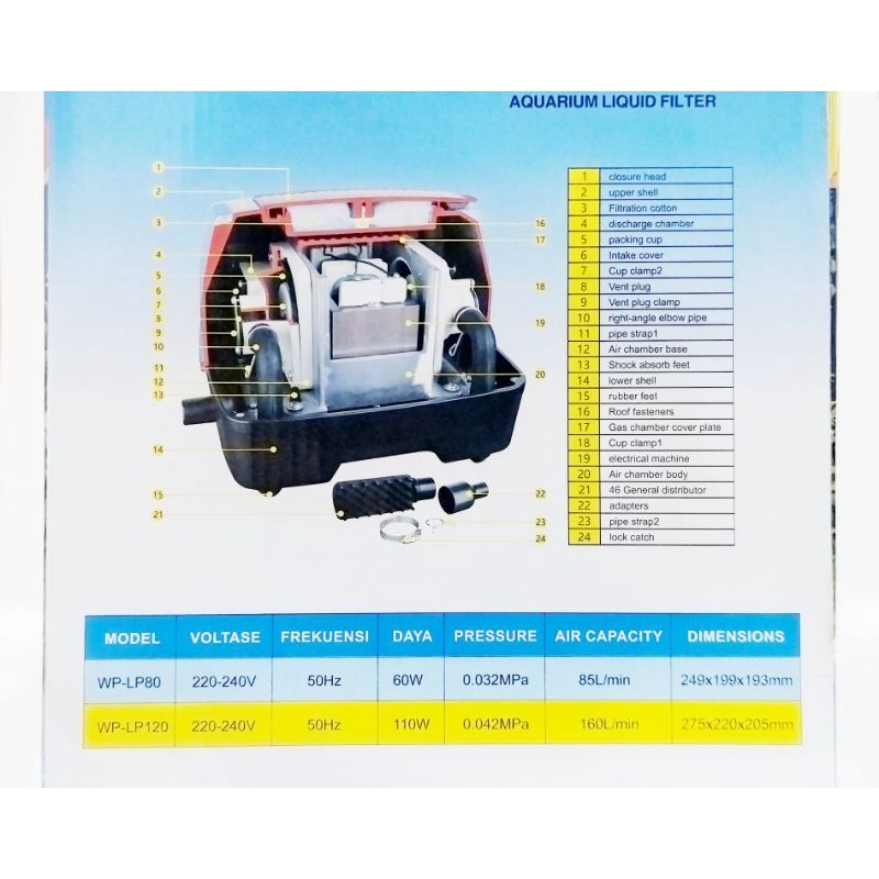 Airpump aerator udara Blower udara aquarium kolam AQUAMAN WP  LP 120