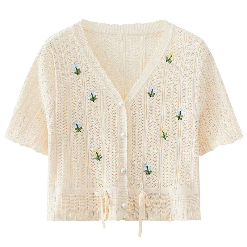 NICK Women's t-shirt elasticated V-neck cotton short-sleeved shirt jacket