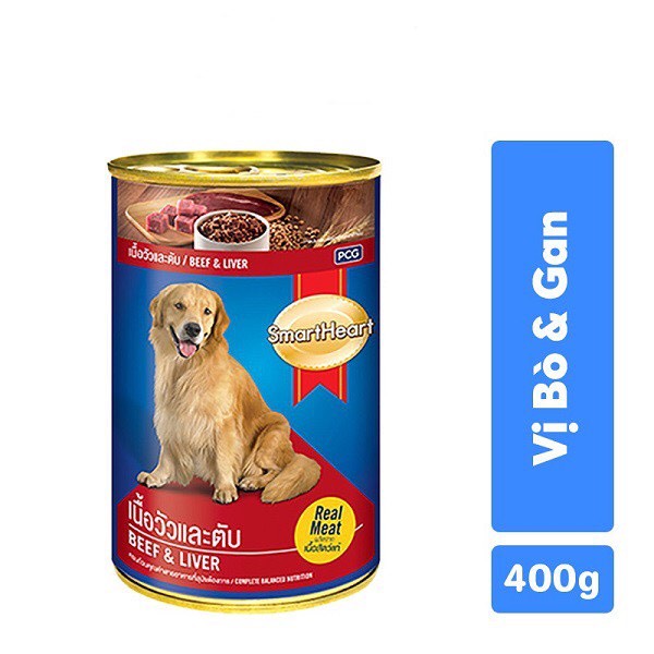 [Combo 3 lon] [Date 2025] Pate cho chó lớn Smartheart dạng lon 400gr có 2 vị