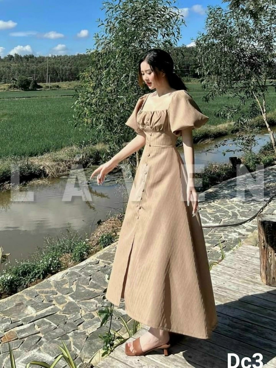 Đầm lụa cao câp 3 màu dáng xòe xinh lung linh ld22