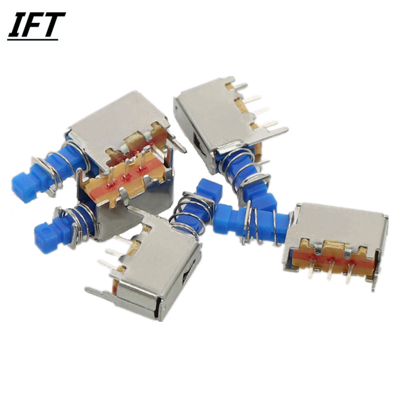 10pcs Free Shopping A05 3pin Tv Power Switch With Spring Self-Locking Blue Dc 12v 50ma Unidirection Push-Button Switch. 