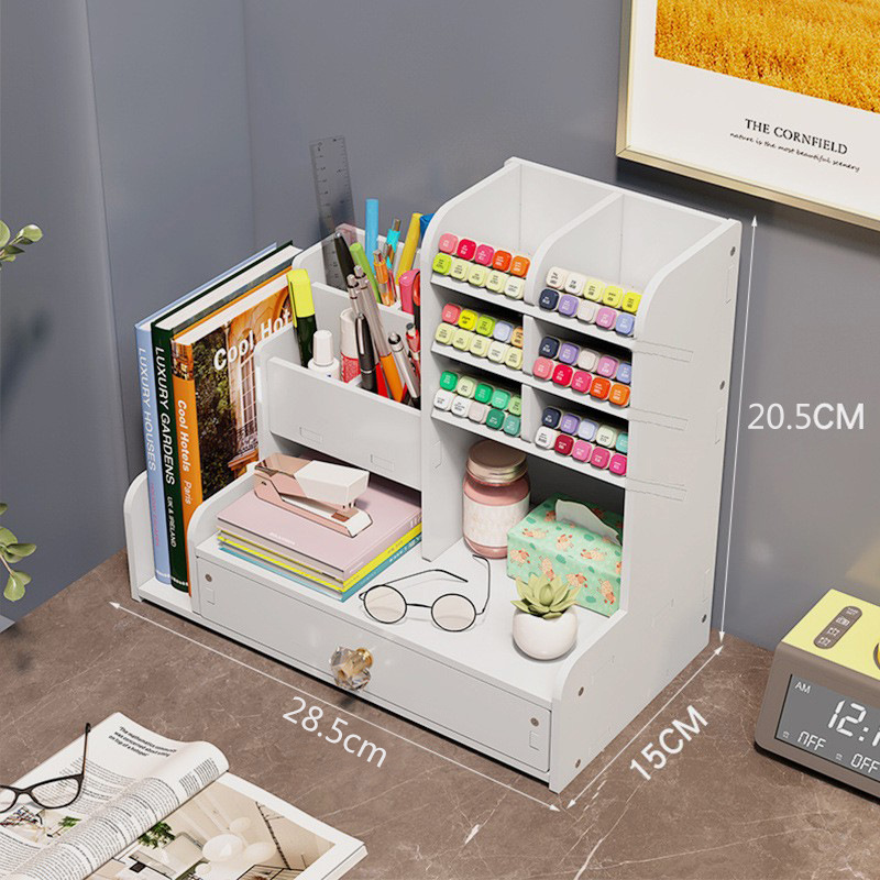 Desktop storage box, large-capacity pen holder, student desk stationery storage, storage drawer, cosmetics storage