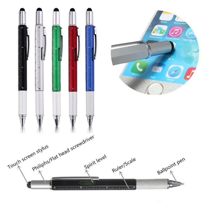 Bút Cảm Ứng Màn Hình Cảm Ứng Đa Năng 6in1 Bút Bi Kèm Thước Kẻ Dụng Cụ Tuốc Nơ Vít