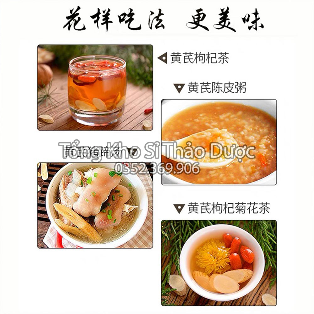 Hoàng kỳ thái lát 100g, trà bổ thận, hỗ trợ ăn ngon