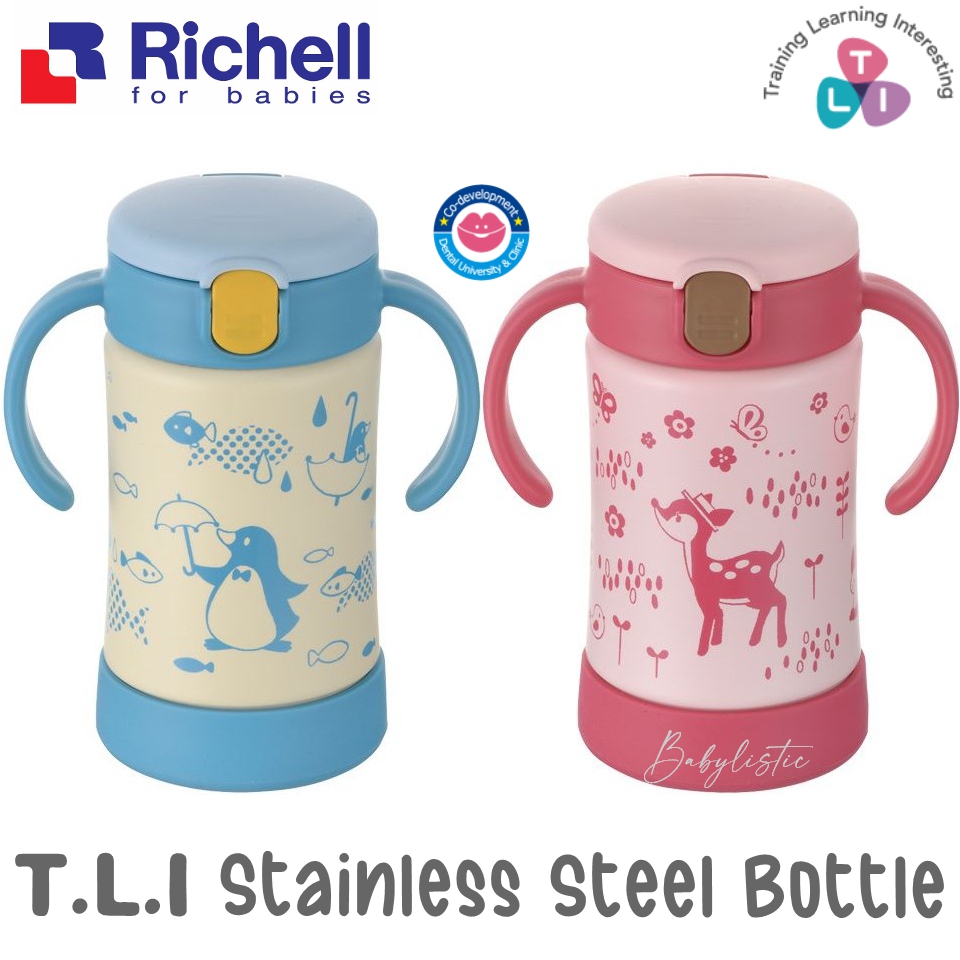 Richell Stainless Steel Straw Bottle mths up Lazada