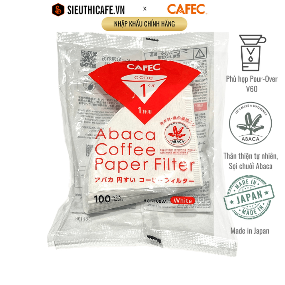 Giấy lọc cà phê cafec cone abaca v60 - 100 tờ giấy lọc chuyên cho cà phê chất lượng- nhập khẩu nhật bản chính hãng