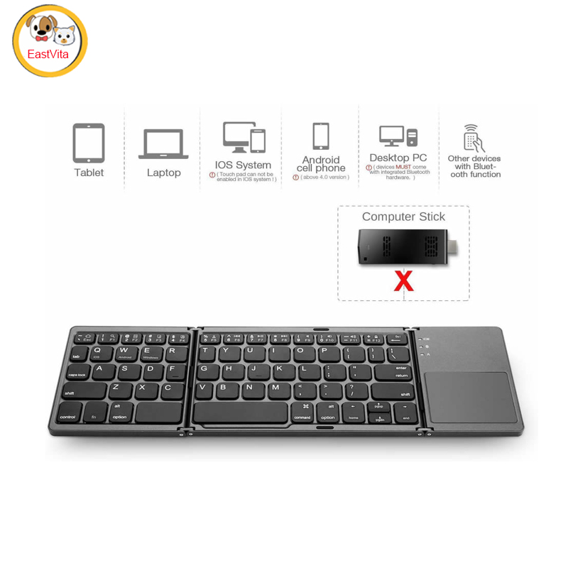 Foldable Bluetooth-compatible Keyboard Portable Mini Wireless Touchpad Keypad Compatible For Ios Android Windows Ipad