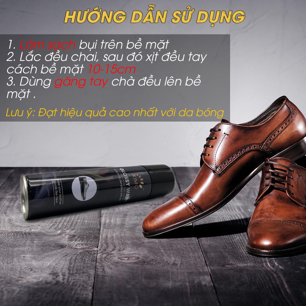 Chai xịt làm sạch và bóng giày da chống mốc ximo 300ml