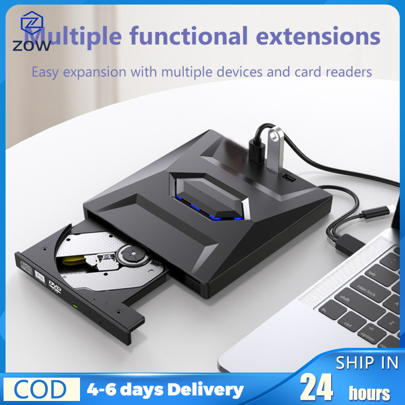 ZOW Mall Usb 3.0 Type-c External Optical Drive Cd Dvd Writer High-speed 5 In 1 Multi-functional Optical Drive For Laptop