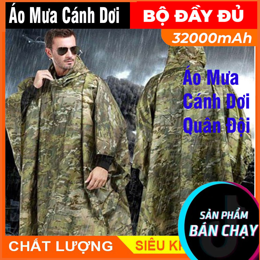 Áo mưa lính rằn ri . Vải dù cao cấp giúp chống nước tuyệt đối , nhanh khô , dễ dàng gấp gọn khi không sử dụng , bảo vệ bạn khỏi nước mưa