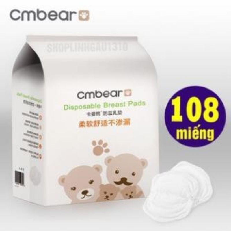 Miếng lót thấm sữa cmbear bịch 108 miếng túi đại siêu tiết kiệm AcuteBaby