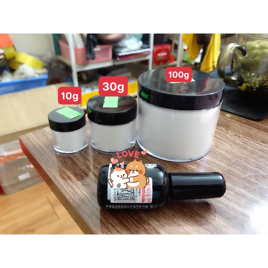 Bột đắp móng white siêu dẻo hũ 30g.100g, bột trắng làm hoa