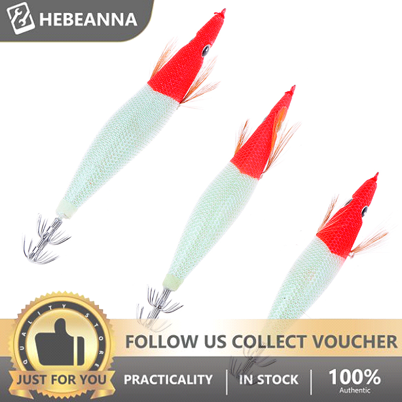 Hebeanna 1 cái mồi câu Tôm câu cá mồi câu mực phát sáng mồi bạch tuộc có lưỡi câu mực