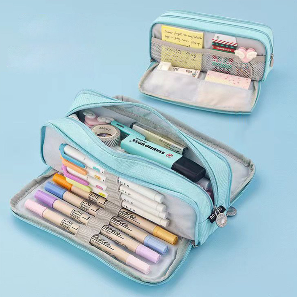 【New-store】 SF Kawaii Pencil Case Large Space Storage 3 Compartment Pouch Double Side Opened Student Stationery Desk Organizer School Supplies.
