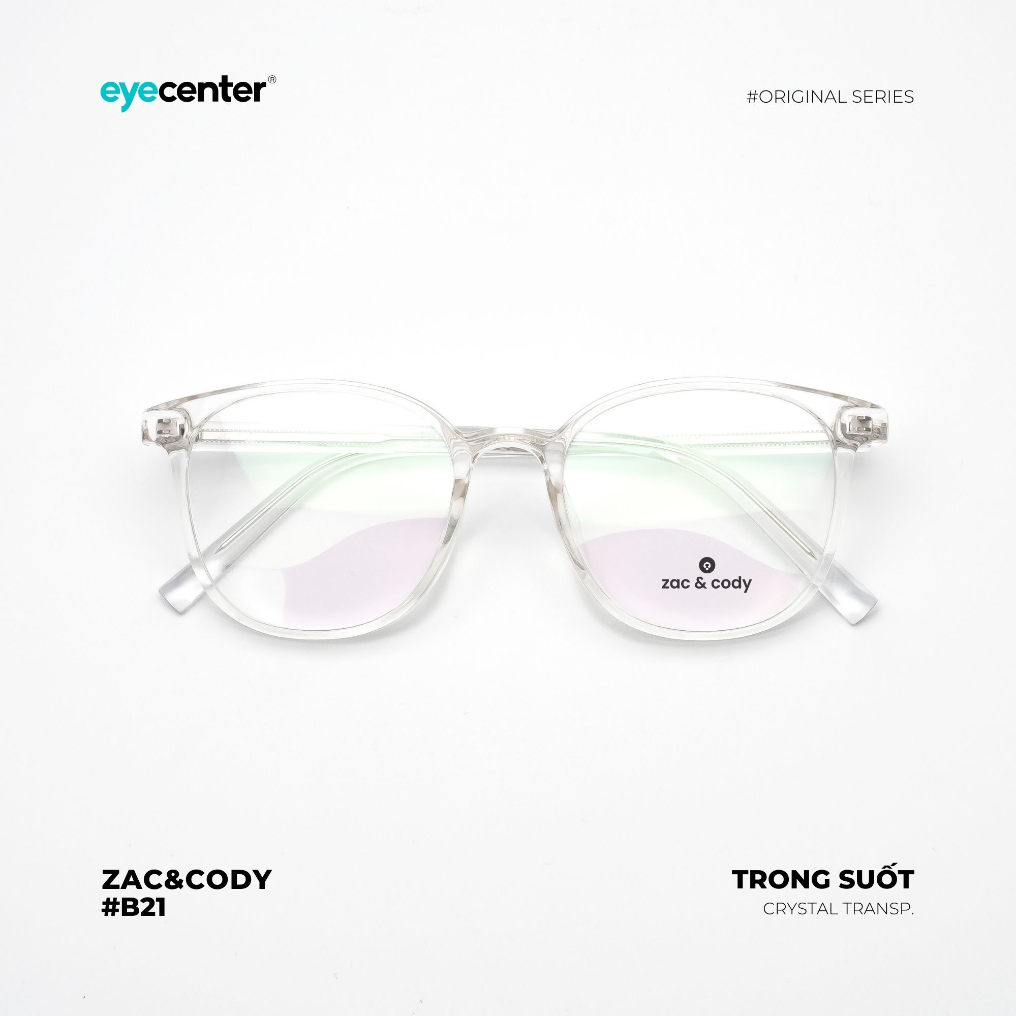 Gọng kính cận nam nữ chính hãng ZAC & CODY B21 mắt mèo lõi thép chống gãy cao cấp Hàn Quốc nhập khẩu by Eye Center Vietnam