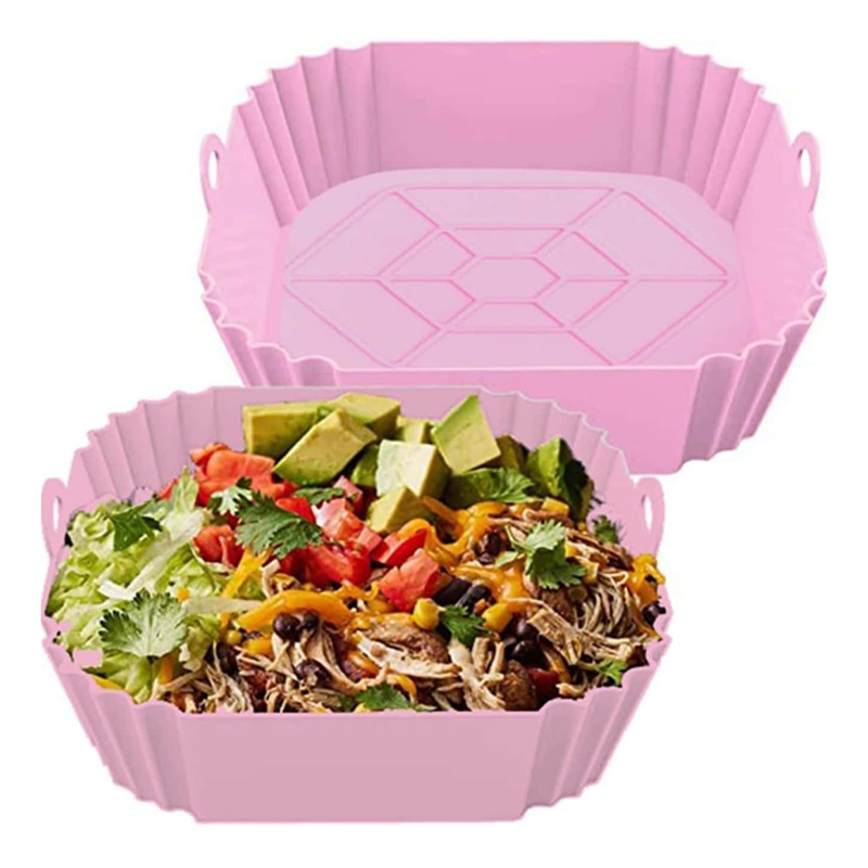 【Innovative】 1pc Air Fryer Pot Tray With Handle, Square Air Fryer Baking Pan, Reusable Air Fryer Liner For Kitchen Baking.
