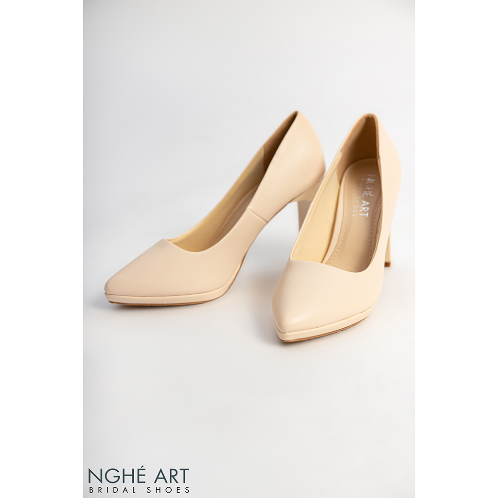 Giày cưới Nghé Art basic cao gót 237 kem